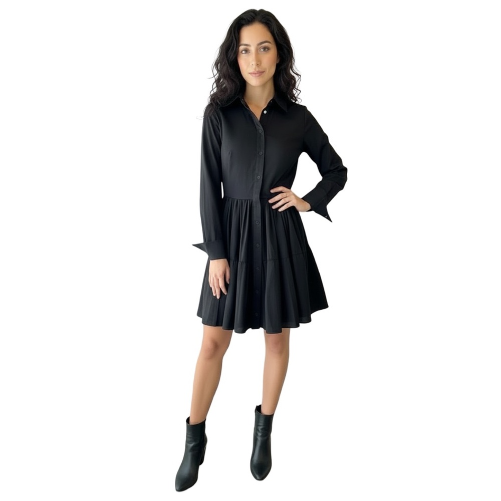 Babylon Collection Italia Black Fit & Flare Tiered Mini Dress Size 4